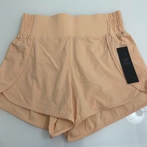 Mono B Women's High Waisted Stretch Split Shorts Built in liner Orange Med‎ NWT